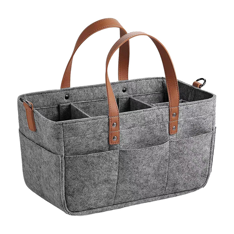 Baby Products Storage Box - 自動車用ベビーフェルト収納オーガナイザーバスケット、幼児用おむつバッグ（ハンドル付き）、おむつ替えキャディ、子供用収納キャリア