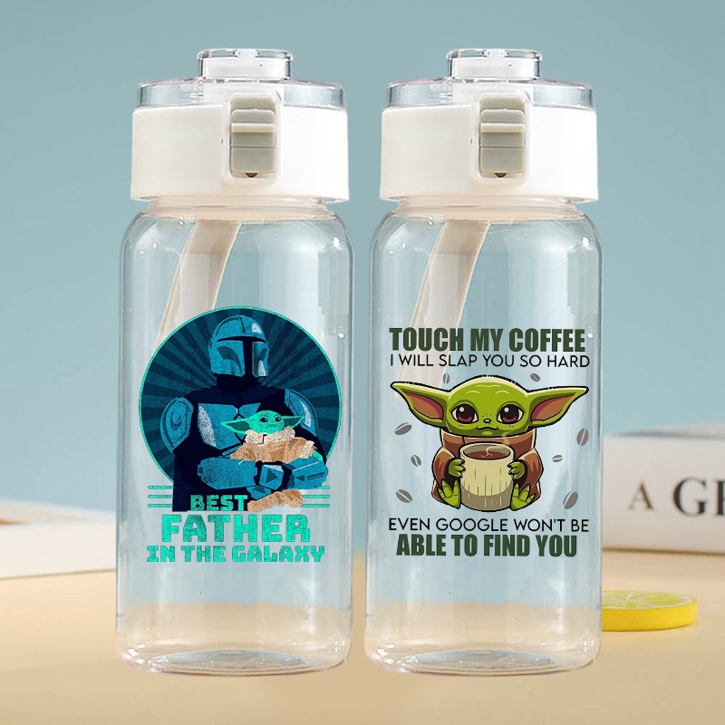 Baby Yoda Products - スターウォーズ 600 ミリリットル透明水カップ男性女性アニメ漫画プリントカップ学生ポータブルファッション水筒ギフト