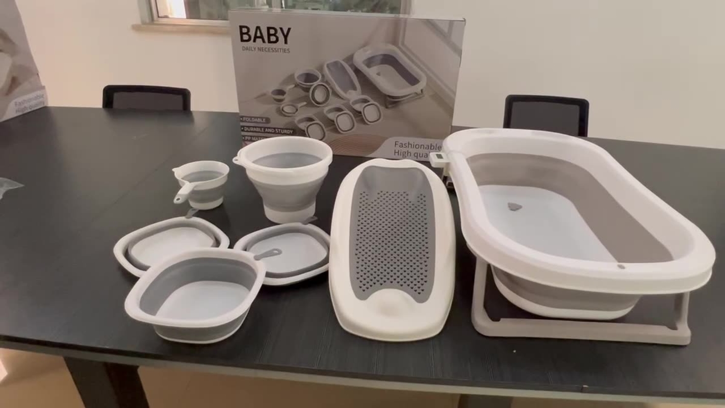 4/7ピース折りたたみ式ベビーバスセット（温度計付き）ベビー - Baby Products Newborn のレビューと価格