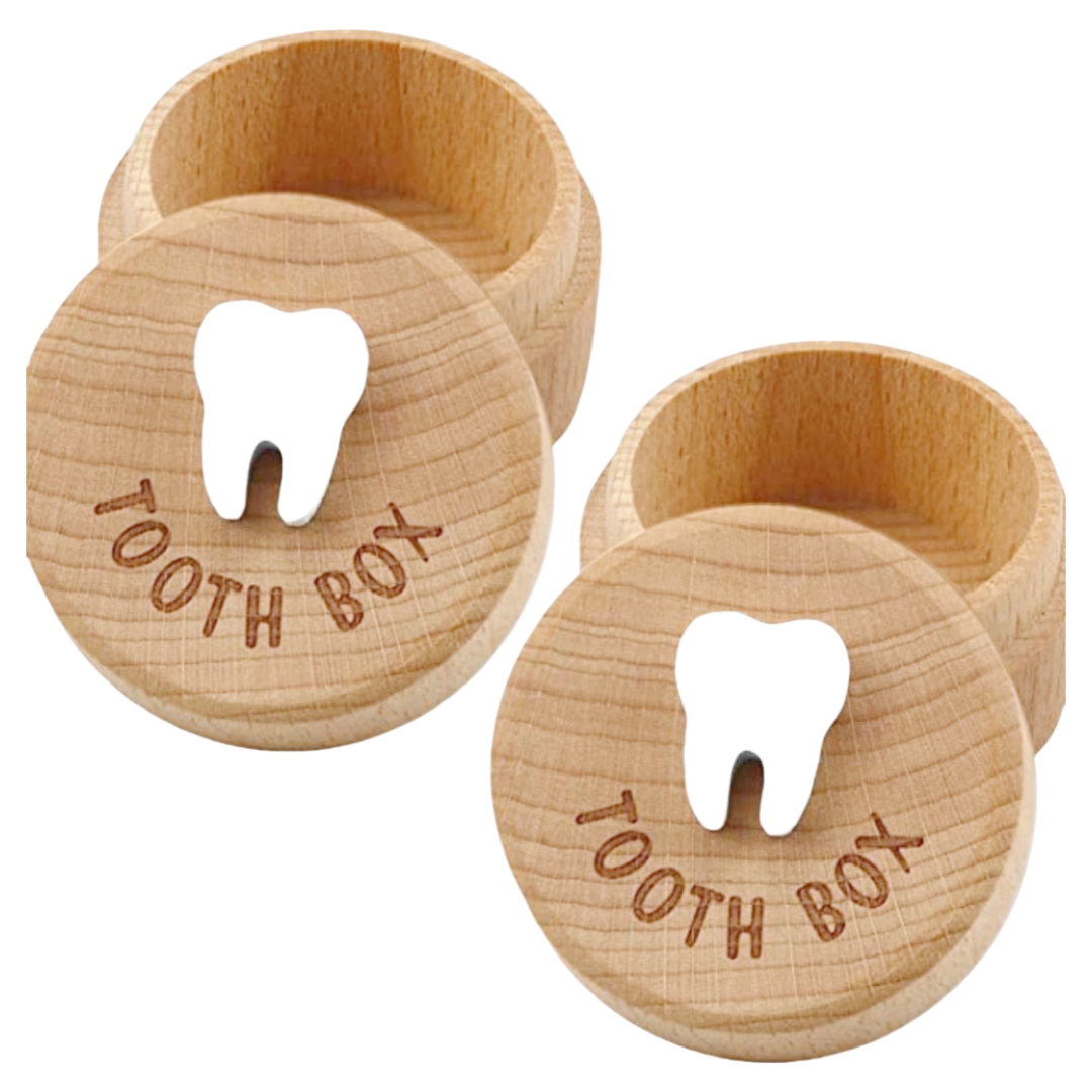 木製乳歯保管ボックス 丸型 クリエイティブ ミルクティース  - Baby Products Storage Box のレビューと価格